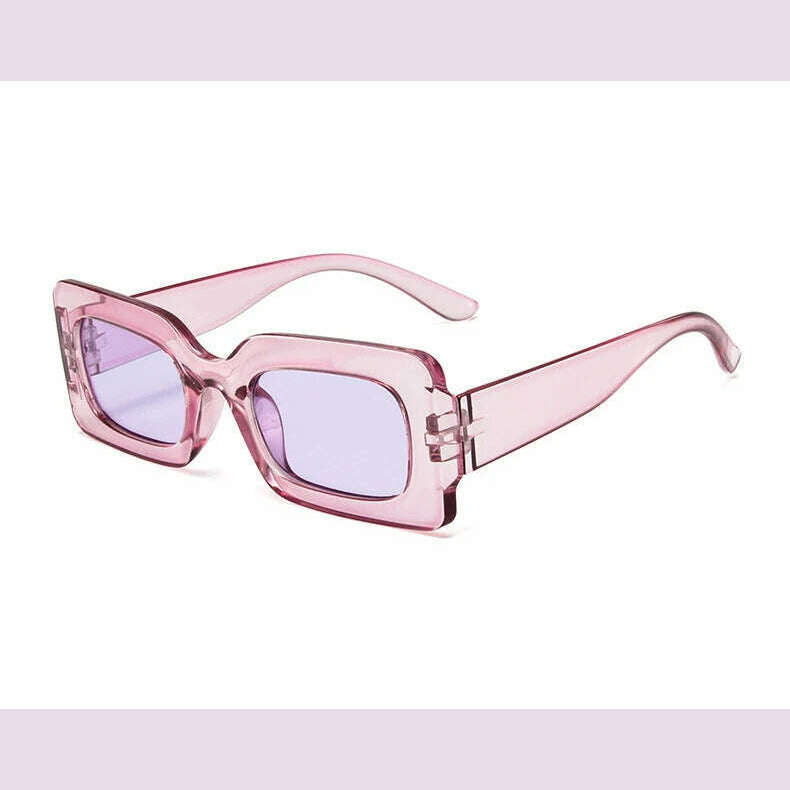 KIMLUD, Pink Purple Square Sunglasses Women Small Frame Jelly Color Sun Glasses UV400 Protection Shades Party Decoration Female Eyewear, A clear Purple / As shown, KIMLUD APPAREL - Womens Clothes