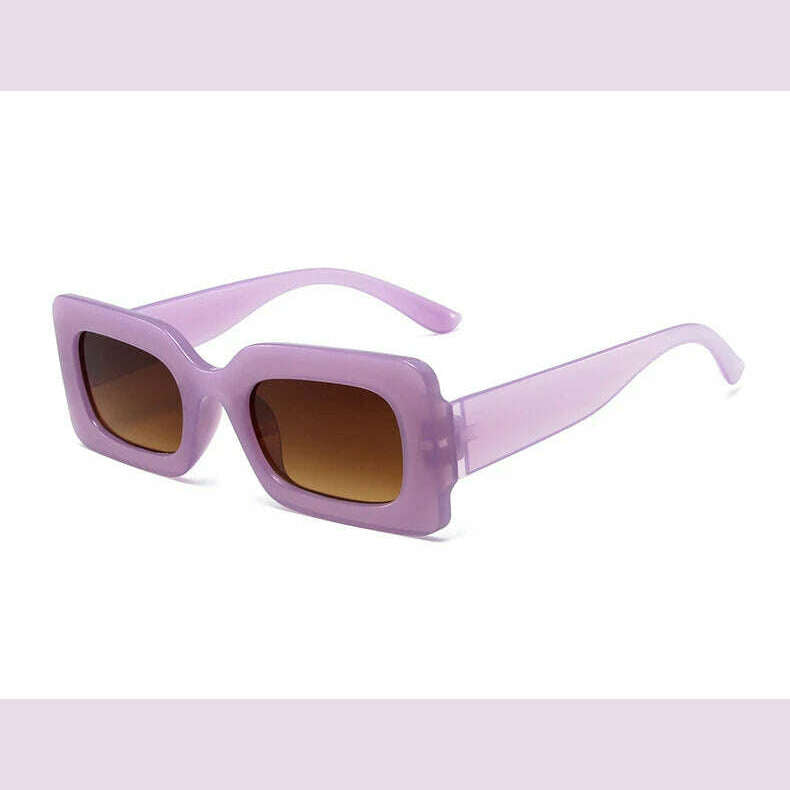 KIMLUD, Pink Purple Square Sunglasses Women Small Frame Jelly Color Sun Glasses UV400 Protection Shades Party Decoration Female Eyewear, A Jelly Purple / As shown, KIMLUD APPAREL - Womens Clothes