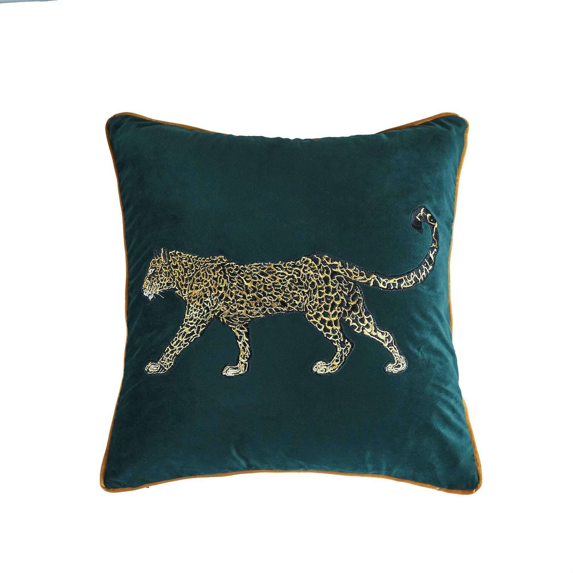 Plush American Parrot Leopard Embroidered Pillowcase, Bedside Cushion Cover, Office, Car, New - KIMLUD