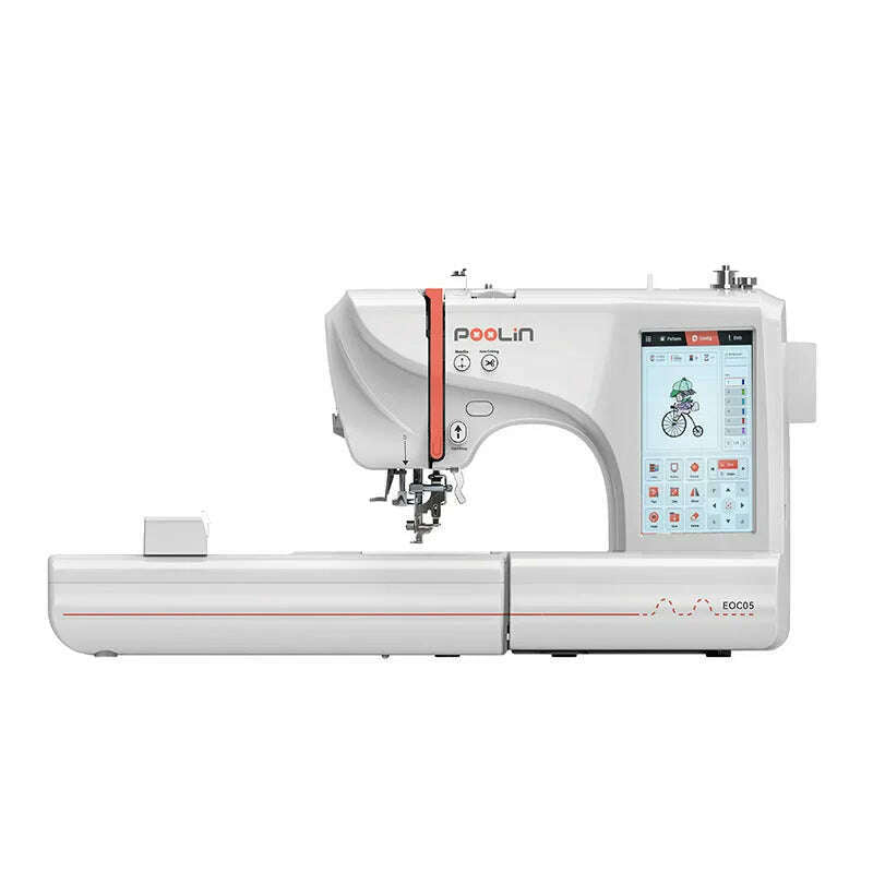 KIMLUD, POOLIN Computerized Embroidery Machine 7'' Large LCD Touchscreen, 4" x 9.2" Area For Beginner Homeuse Fully Automatic Machine, CHINA / 110-240V Universal, KIMLUD APPAREL - Womens Clothes