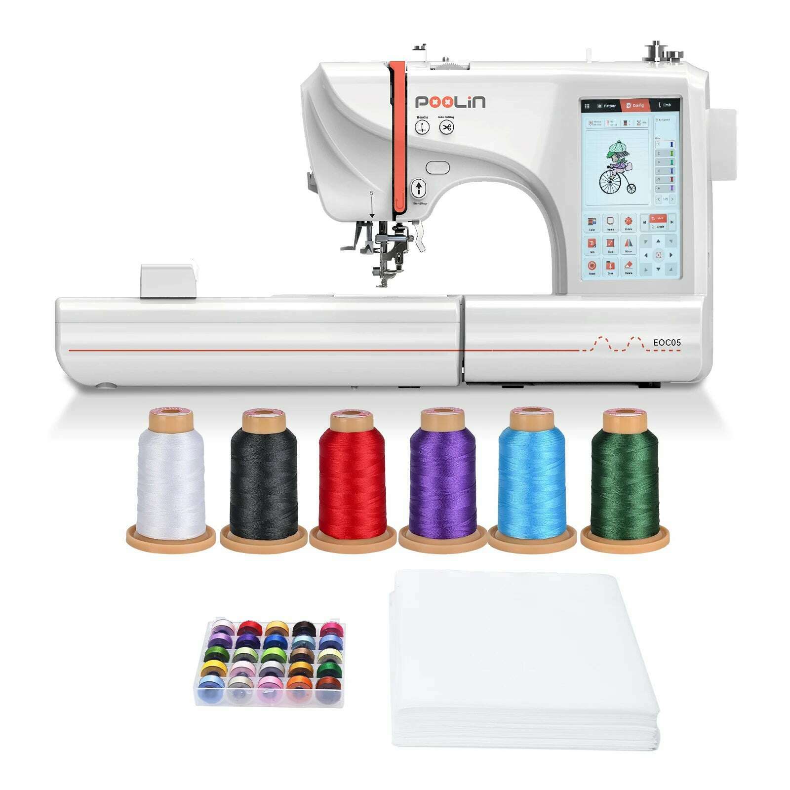 KIMLUD, POOLIN Embroidery Machine Household For Clothing Computerized Automatic Machine Include Threads&Tear Away Stabilizer&Bobbins, CHINA / 110-240 Universal, KIMLUD APPAREL - Womens Clothes