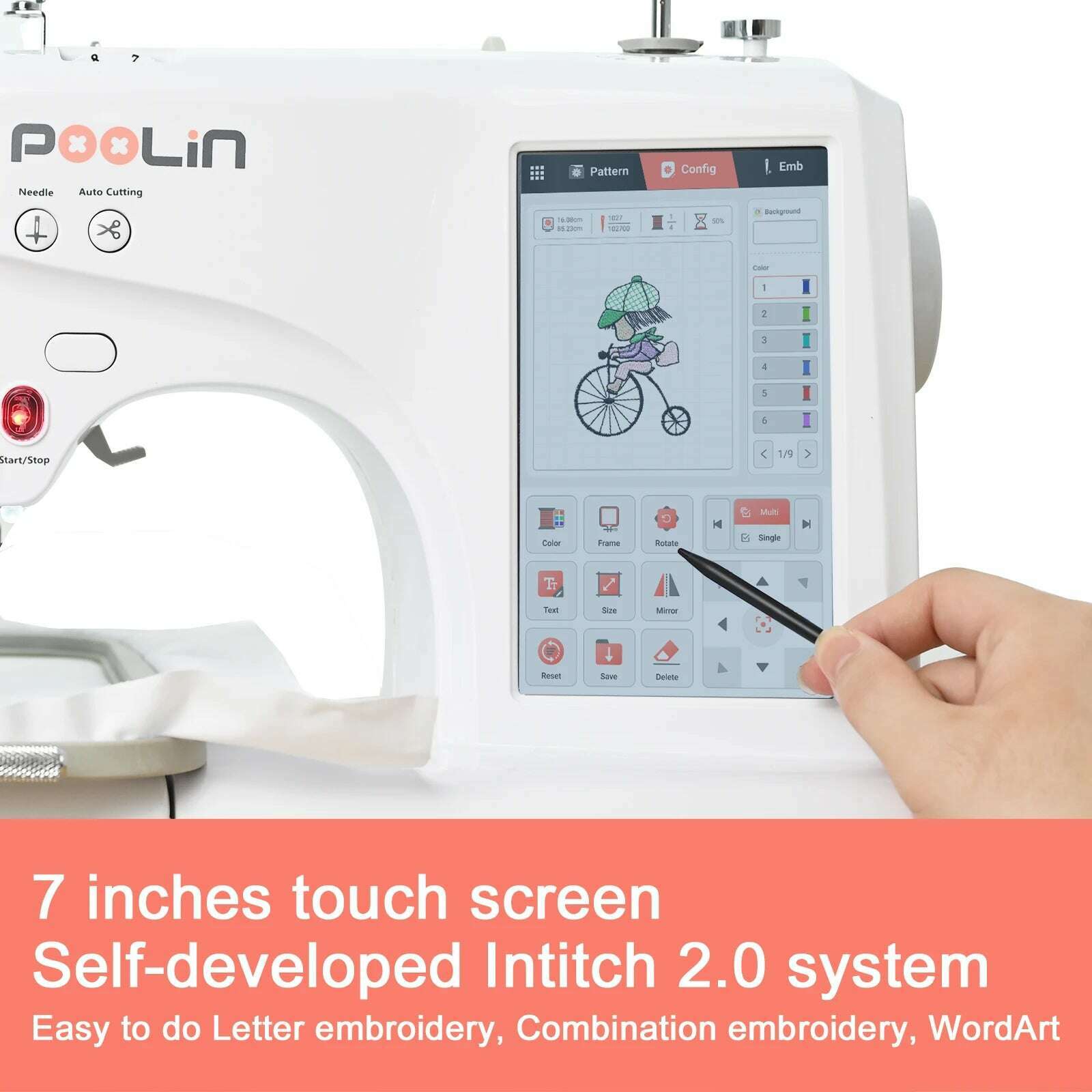 KIMLUD, POOLIN Embroidery Machine Household For Clothing Computerized Automatic Machine Include Threads&Tear Away Stabilizer&Bobbins, KIMLUD Womens Clothes