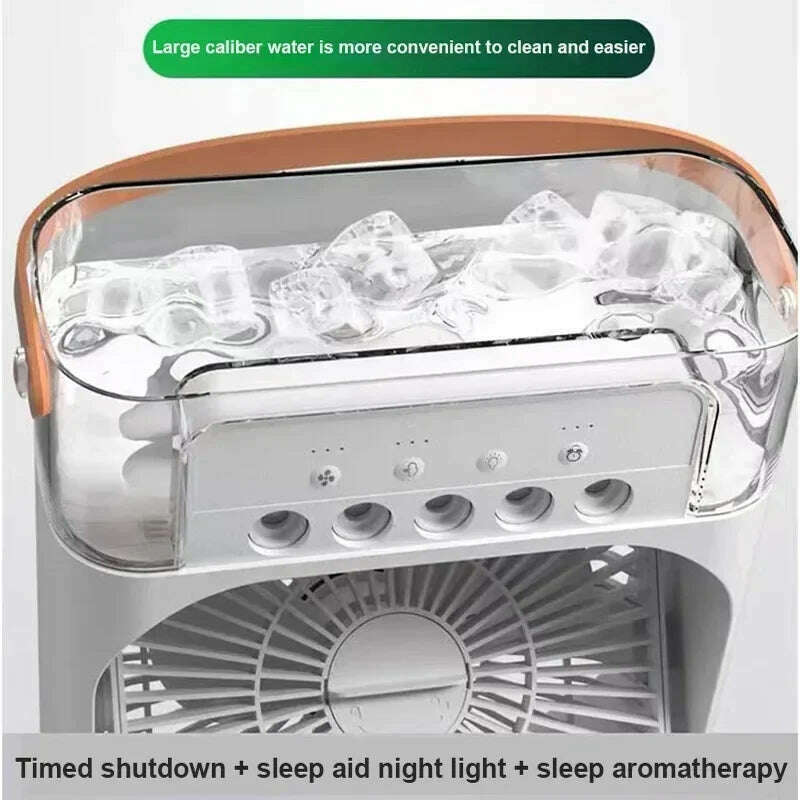 KIMLUD, Portable 3 in 1 Fan AIr Conditioner Household Small Air Cooler LED Night Lights Humidifier Air Adjustment Home Fans Dropshipping, KIMLUD Womens Clothes