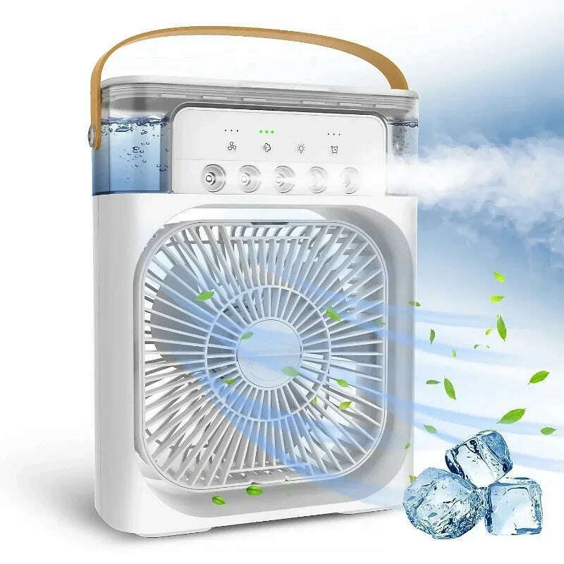 KIMLUD, Portable 3 in 1 Fan AIr Conditioner Household Small Air Cooler LED Night Lights Humidifier Air Adjustment Home Fans Dropshipping, KIMLUD Womens Clothes