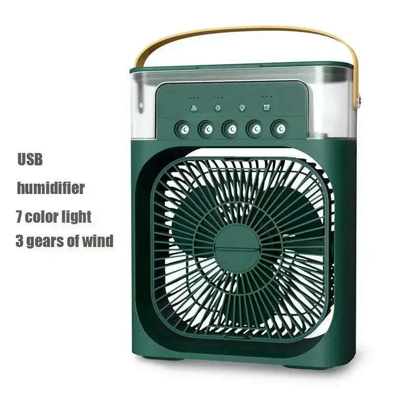 KIMLUD, Portable 3 in 1 Fan AIr Conditioner Household Small Air Cooler LED Night Lights Humidifier Air Adjustment Home Fans Dropshipping, Green, KIMLUD APPAREL - Womens Clothes