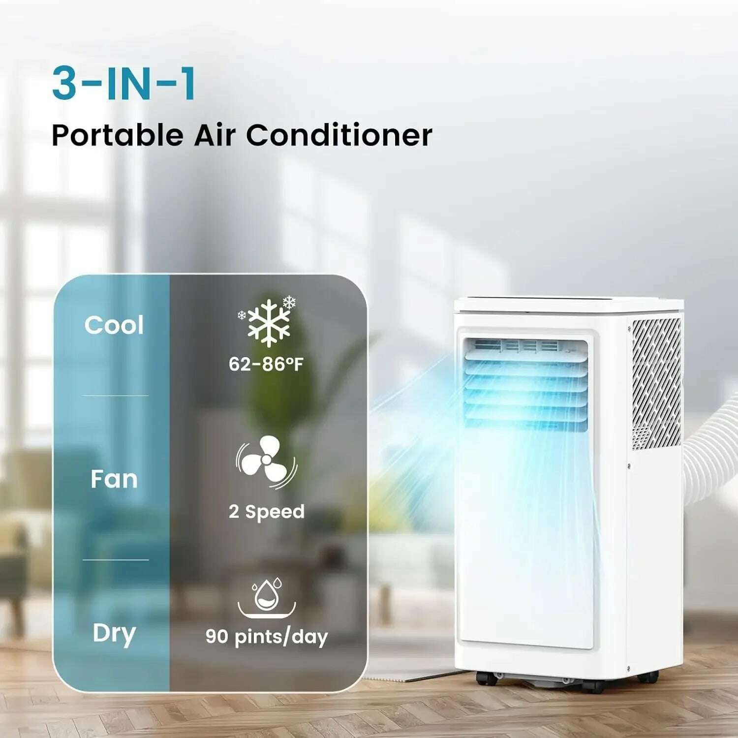 Portable Air Conditioners Cools Portable AC Unit with Remote Built-in Cool Dehumidifier Fan Sleep Modes Room Air Conditioners - KIMLUD