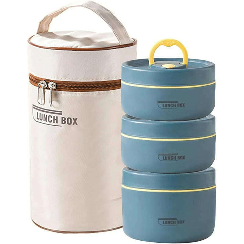 KIMLUD, Portable Insulated Food Lunch Container Set with Thermal Lunch Box 3 Separate Stackable Lunch Container for Adult Kids, 3 / 800-1000ml / 2, KIMLUD APPAREL - Womens Clothes