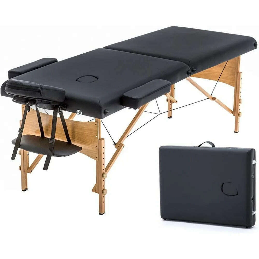 KIMLUD, Portable massage bed, 28 inch wide, adjustable height for hydrotherapy foot massage, facial care, hydrotherapy tattoos, black, KIMLUD Womens Clothes