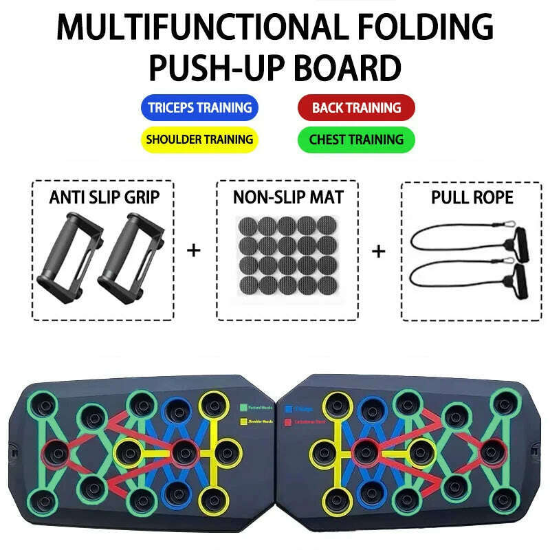 Portable Multifunctional Push-up Board Set With Handles Foldable Fitness Equipment For Chest Abdomen Arms And Back Training - KIMLUD