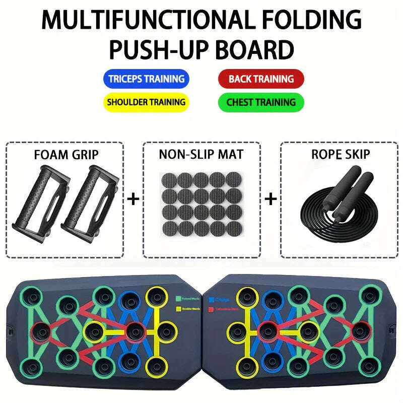 Portable Multifunctional Push-up Board Set With Handles Foldable Fitness Equipment For Chest Abdomen Arms And Back Training - KIMLUD