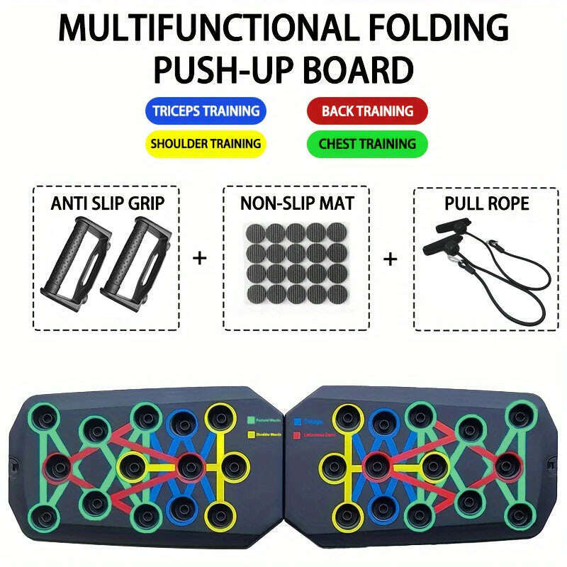 Portable Multifunctional Push-up Board Set With Handles Foldable Fitness Equipment For Chest Abdomen Arms And Back Training - KIMLUD