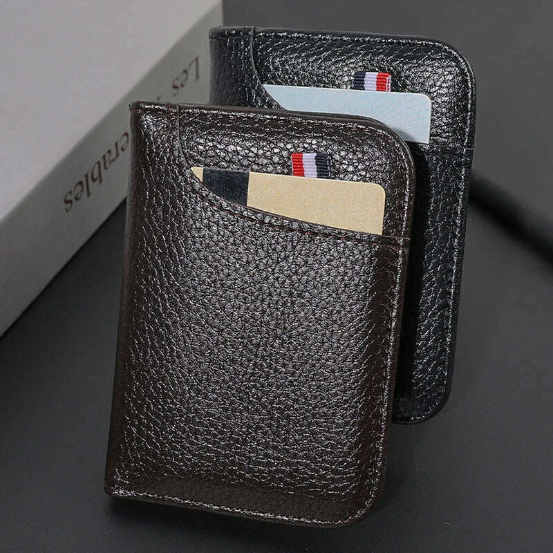 Portable Super Slim Soft Wallet PU Leather Mini Credit Card Wallet Purse Card Holders Men Wallet Thin Small Short Wallets - KIMLUD