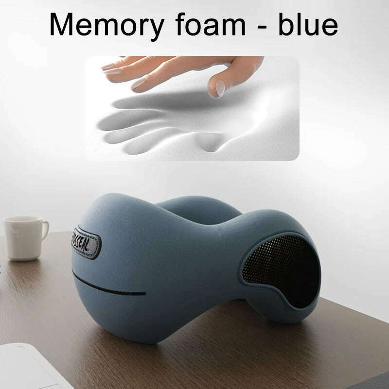 Portable U Shaped Memory Foam Neck Pillow Soft Slow Rebound Space Travel Pillow Sleeping Airplane Pillow For Travel Camping Rest - KIMLUD