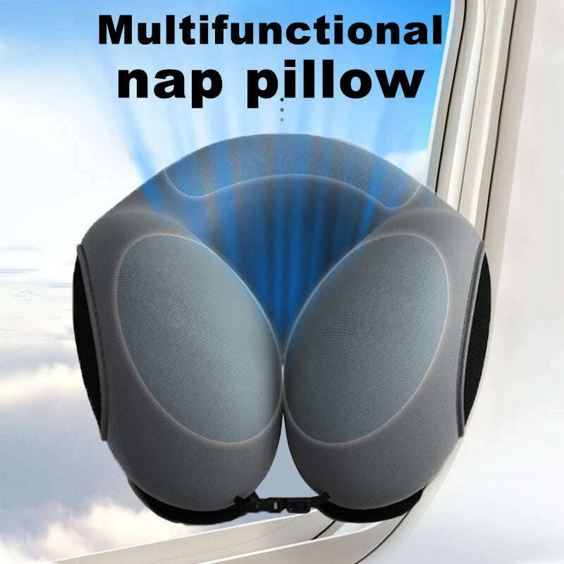 Portable U Shaped Memory Foam Neck Pillow Soft Slow Rebound Space Travel Pillow Sleeping Airplane Pillow For Travel Camping Rest - KIMLUD