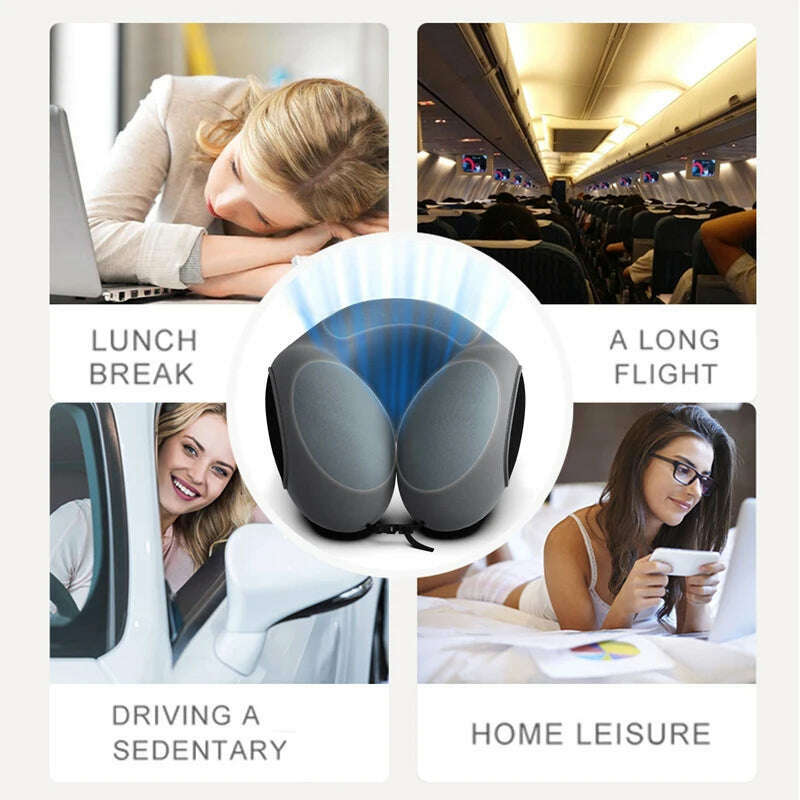 Portable U Shaped Memory Foam Neck Pillow Soft Slow Rebound Space Travel Pillow Sleeping Airplane Pillow For Travel Camping Rest - KIMLUD