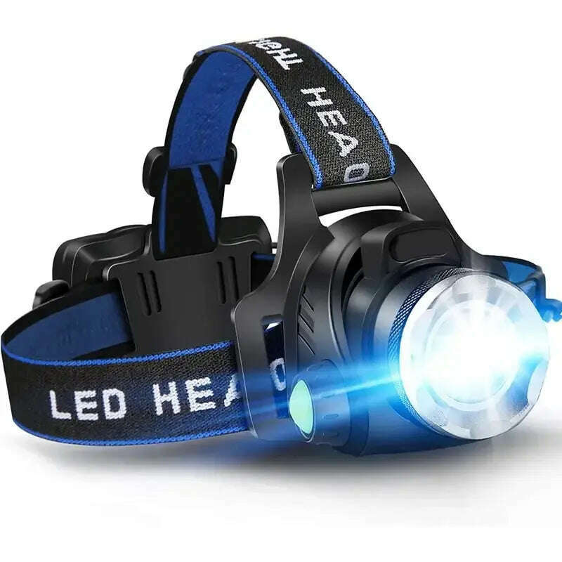 Powerful LED Headlamp Rechargeable Telescopic Zoomable Headlight Outdoor Waterproof Work Head Lamp High Lumen Head Torch - KIMLUD