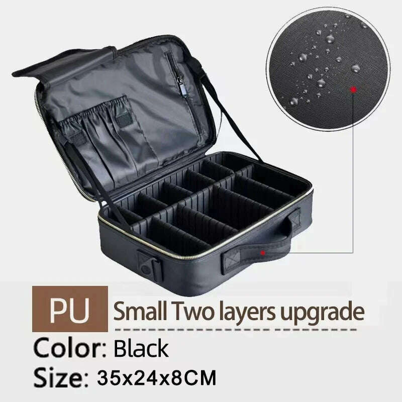 2022 New High Quality Professional Makeup Case For Women With Compartments PU Leather Waterproof Travel Large Capacity Storage - KIMLUD