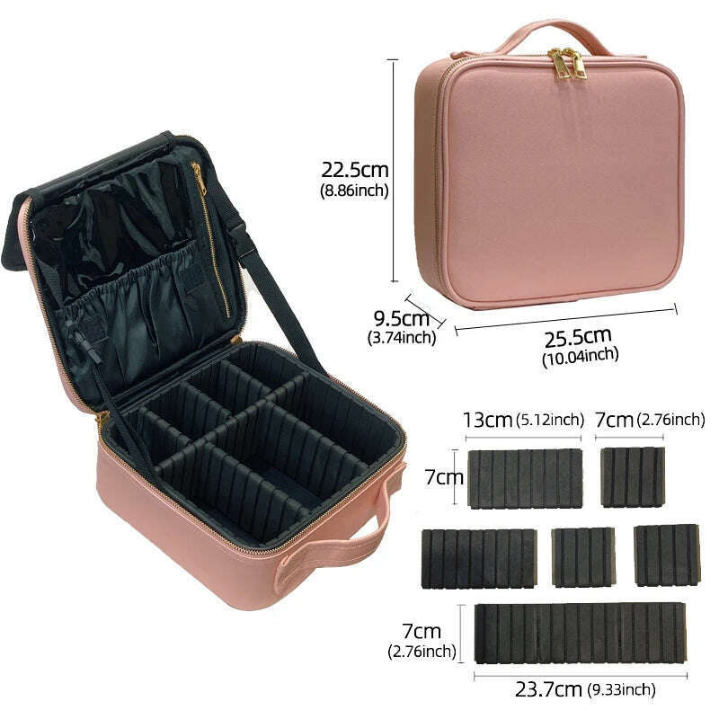 2022 New High Quality Professional Makeup Case For Women With Compartments PU Leather Waterproof Travel Large Capacity Storage - KIMLUD