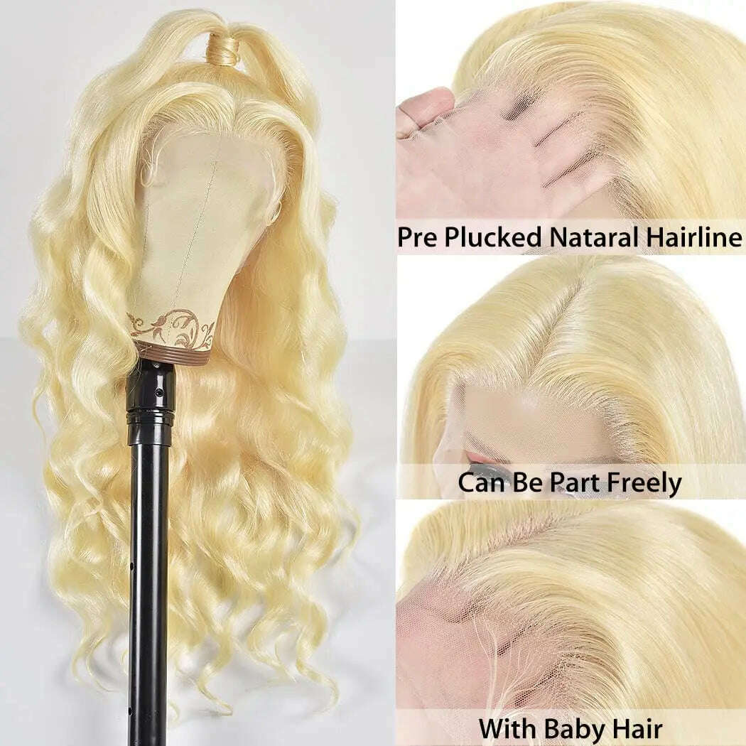 KIMLUD, 30 Inch 613 Honey Blonde Body Wave 13x6 HD Transparent Lace Frontal Wigs Brazilian Human Hair 180% Density Water Wave For Women, KIMLUD Womens Clothes