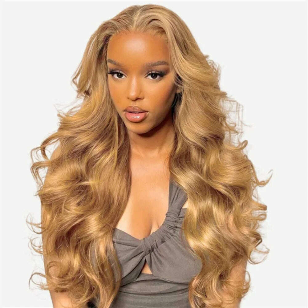 KIMLUD, 30 Inch Honey Blonde Lace Front Wig Human Hair 27# Colored Human Hair 13x4 Body Wave Glueless Lace Front Wigs Human Hair, KIMLUD Womens Clothes