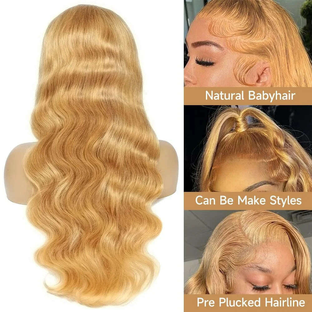 KIMLUD, 30 Inch Honey Blonde Lace Front Wig Human Hair 27# Colored Human Hair 13x4 Body Wave Glueless Lace Front Wigs Human Hair, KIMLUD Womens Clothes