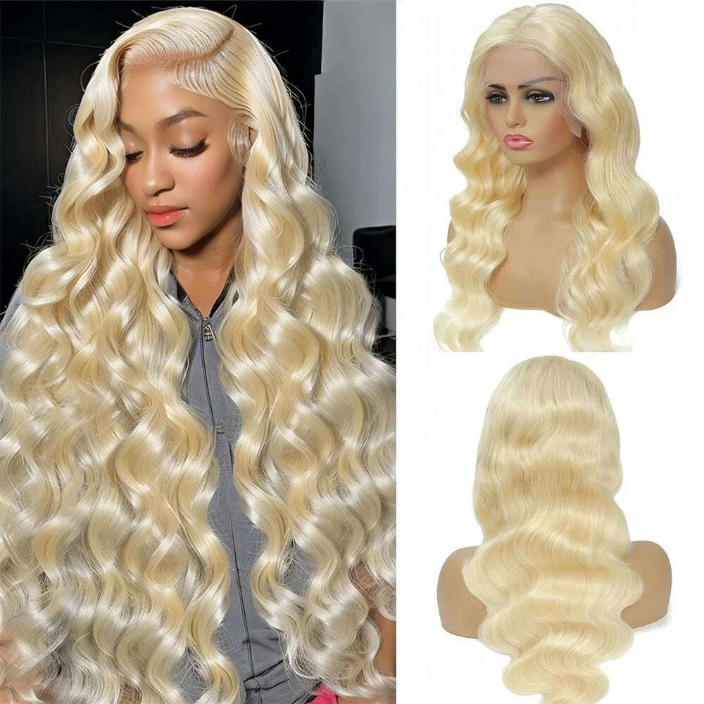 KIMLUD, 613 Lace Front Wig Human Hair 13x6 HD Blonde Lace Front Wigs Human Hair Pre Plucked 180% Density Body Wave Wigs For Women, KIMLUD Womens Clothes