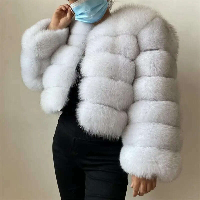 KIMLUD, BEIZIRU Real Fox Fur Coat Long Sleeve Winter Woman Natural Warm Fashion  Luxury Girls Coats  Made, KIMLUD Womens Clothes