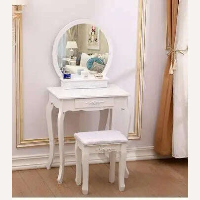 KIMLUD, European-style solid wood dresser bedroom dresser mini modern simple dressing cabinet small family makeup table multi-functional, Pure white 6, KIMLUD APPAREL - Womens Clothes