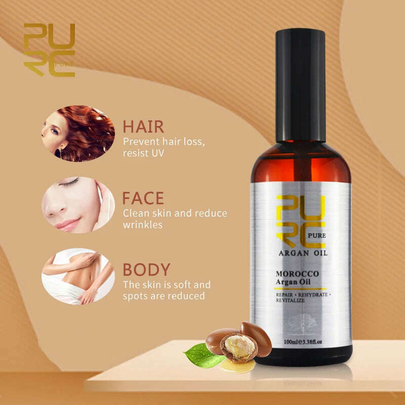 PURC Morocco Hair Oil Care Essence Repair Frizz Damaged Anti Hair Loss Treatment Smoothing Soft Hair Care Beauty Bealth Products - KIMLUD