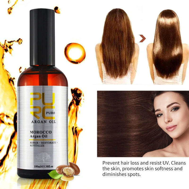 PURC Morocco Hair Oil Care Essence Repair Frizz Damaged Anti Hair Loss Treatment Smoothing Soft Hair Care Beauty Bealth Products - KIMLUD