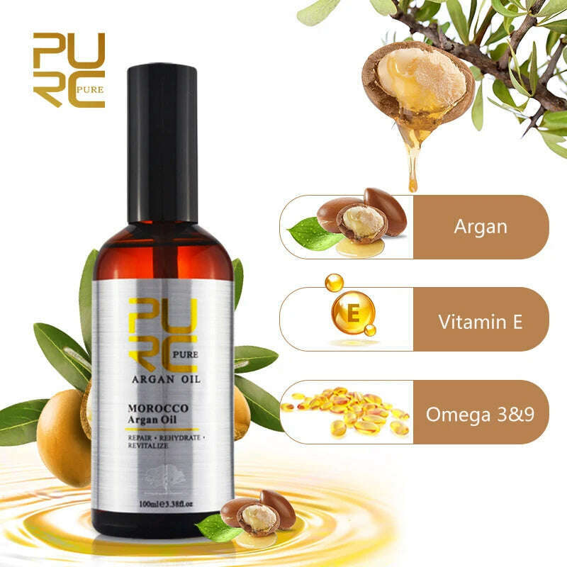 PURC Morocco Hair Oil Care Essence Repair Frizz Damaged Anti Hair Loss Treatment Smoothing Soft Hair Care Beauty Bealth Products - KIMLUD