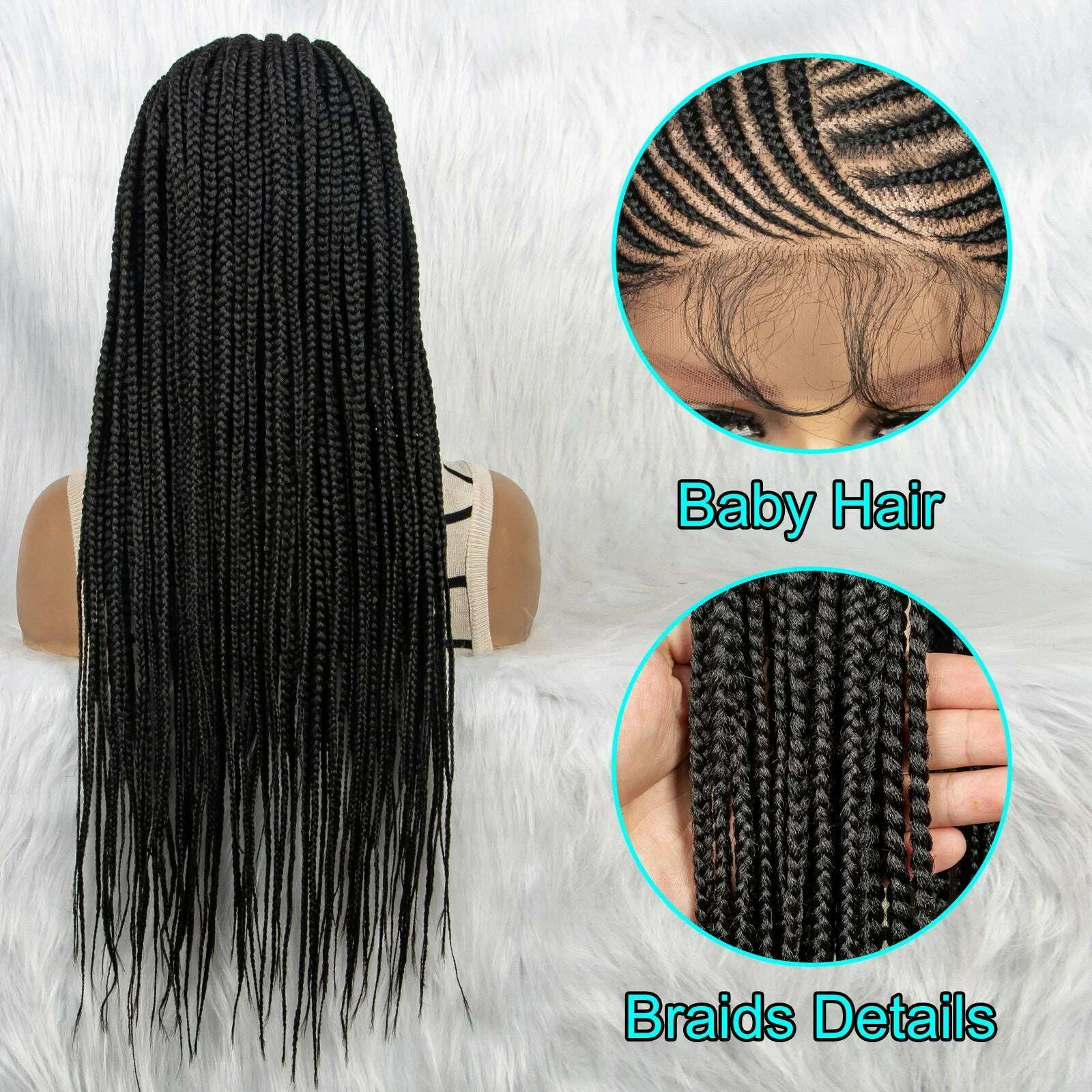 Synthetic Braided Wigs 13x4 HD Lace Front Braided Wigs for Black Women Synthetic Lace Front Wigs Braided Wigs With Baby Hair - KIMLUD