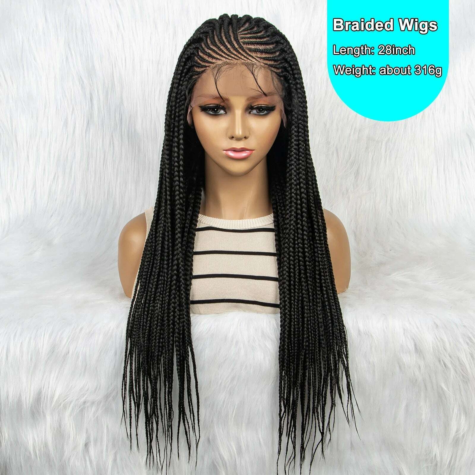 Synthetic Braided Wigs 13x4 HD Lace Front Braided Wigs for Black Women Synthetic Lace Front Wigs Braided Wigs With Baby Hair - KIMLUD