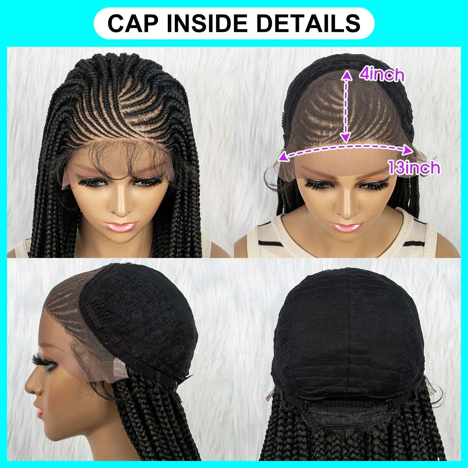 Synthetic Braided Wigs 13x4 HD Lace Front Braided Wigs for Black Women Synthetic Lace Front Wigs Braided Wigs With Baby Hair - KIMLUD