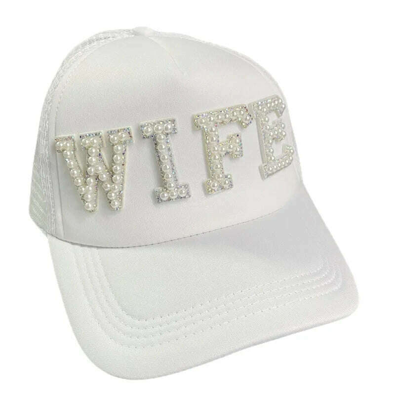 KIMLUD, Wedding Baseball Cap Pearl TRIBE Bride MR Wedding Decoration Bridesmaid Gift Team Bachelor Party Photo Props Letter Wedding Day, WIFI, KIMLUD APPAREL - Womens Clothes