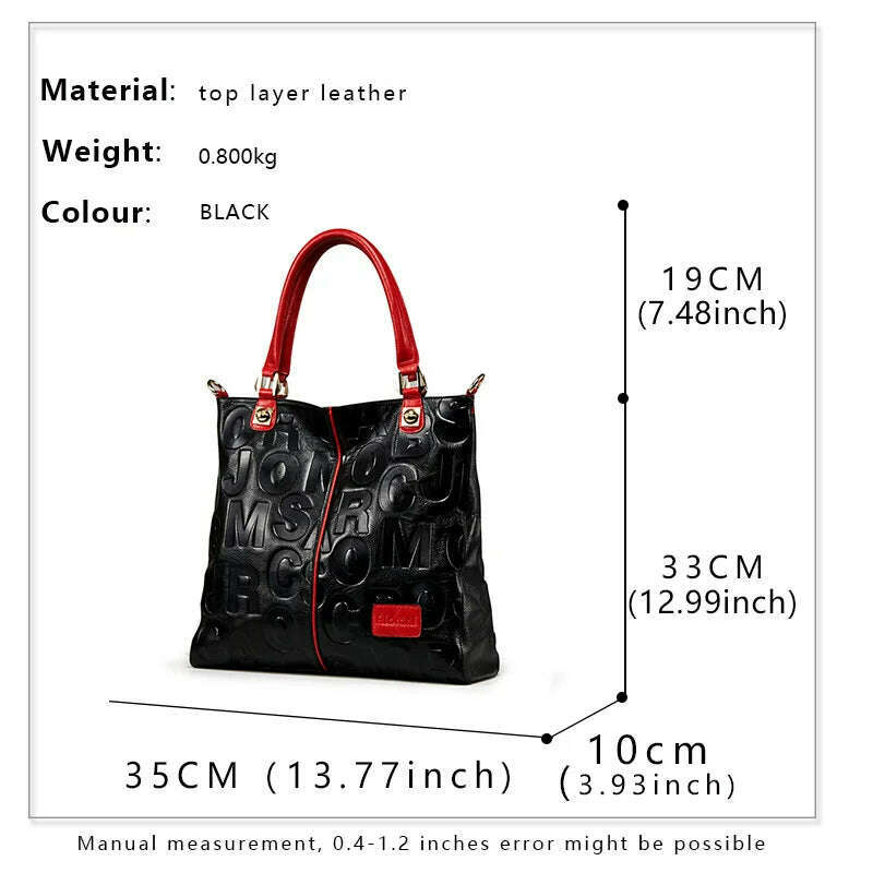 Women's Large Capacity Tote Bag High Quality Cowhide Material Paired with Letter Pattern Fashionable and Beautiful One Shoulder - KIMLUD