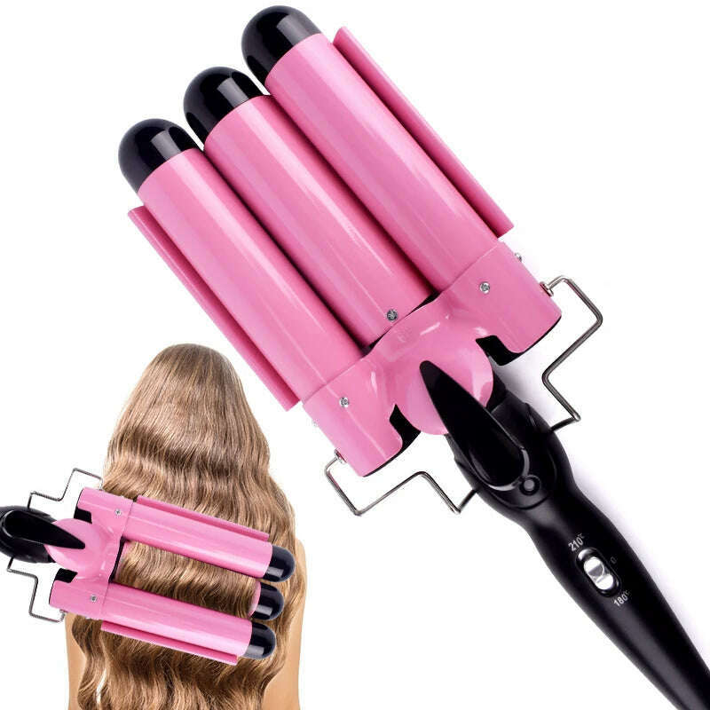 KIMLUD, Professional Hair Curling Iron Ceramic Triple Barrel Hair Curler Irons Hair Wave Waver Styling Tools Hair Styler Wand, KIMLUD Womens Clothes