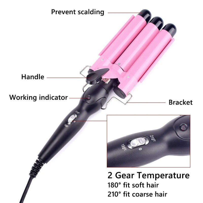 KIMLUD, Professional Hair Curling Iron Ceramic Triple Barrel Hair Curler Irons Hair Wave Waver Styling Tools Hair Styler Wand, KIMLUD Womens Clothes