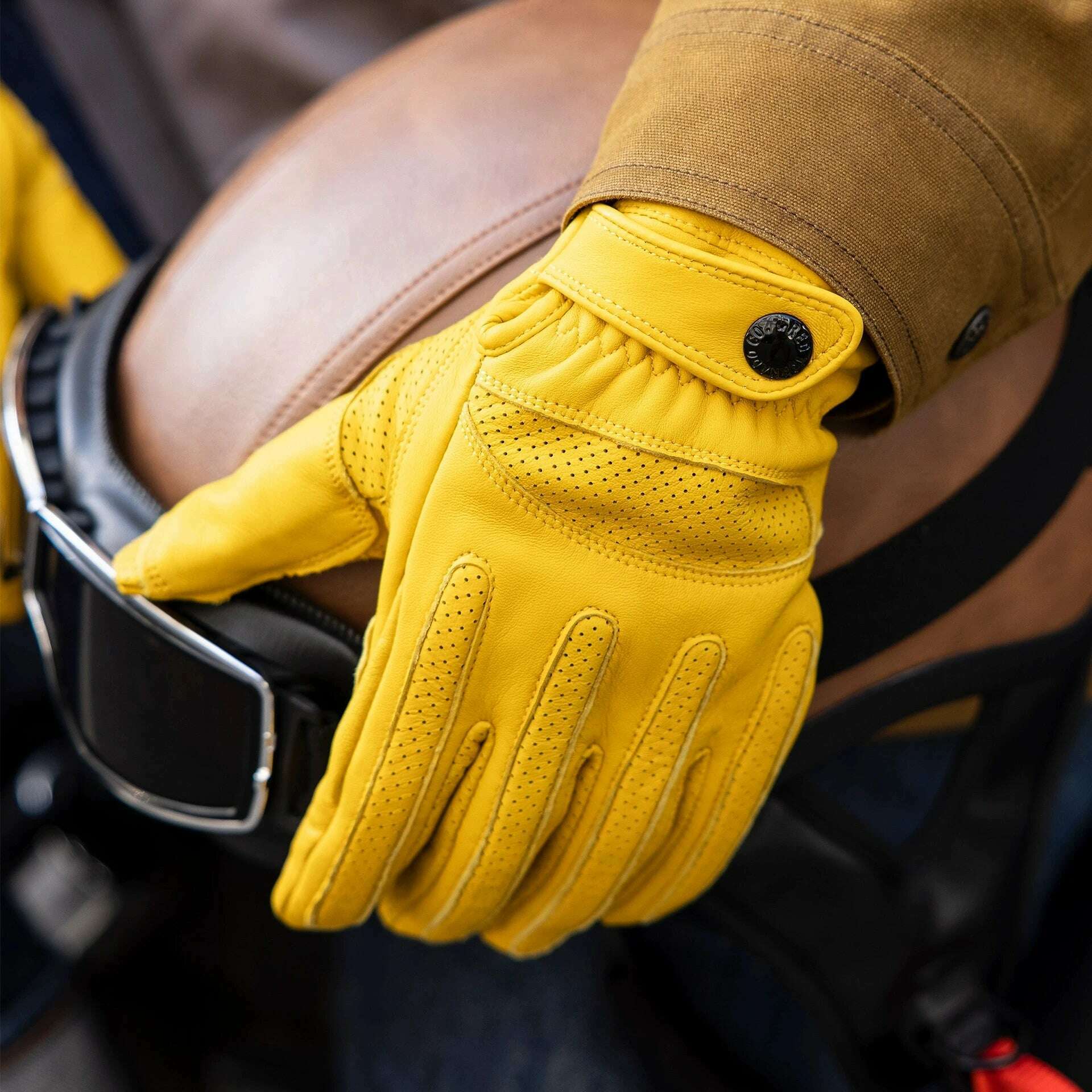 KIMLUD, PST-0001 Super Offer! Genuine Thick Goat Skin Good Quality Leather  Durable Rider Gloves, yellow / L(22-23cm) / CHINA, KIMLUD APPAREL - Womens Clothes