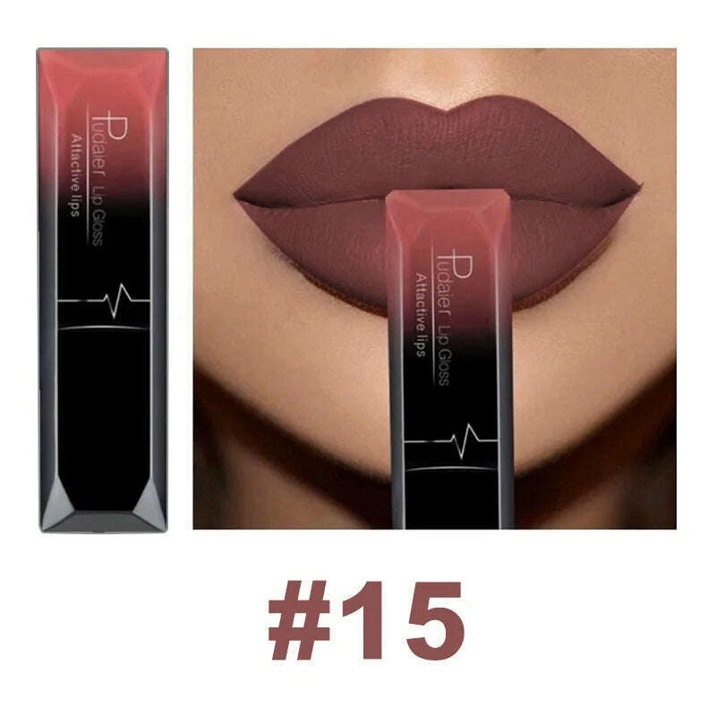 KIMLUD, Pudaier 21 Color Lip Gloss Waterproof Matte Liquid Lipstick Moisturizing Lip Gloss Lip Makeup Beauty Cosmetics, KIMLUD Womens Clothes