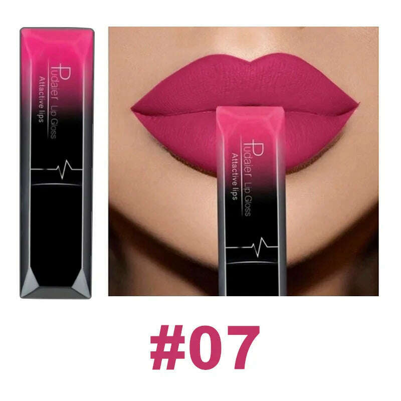 KIMLUD, Pudaier 21 Color Lip Gloss Waterproof Matte Liquid Lipstick Moisturizing Lip Gloss Lip Makeup Beauty Cosmetics, 07, KIMLUD APPAREL - Womens Clothes