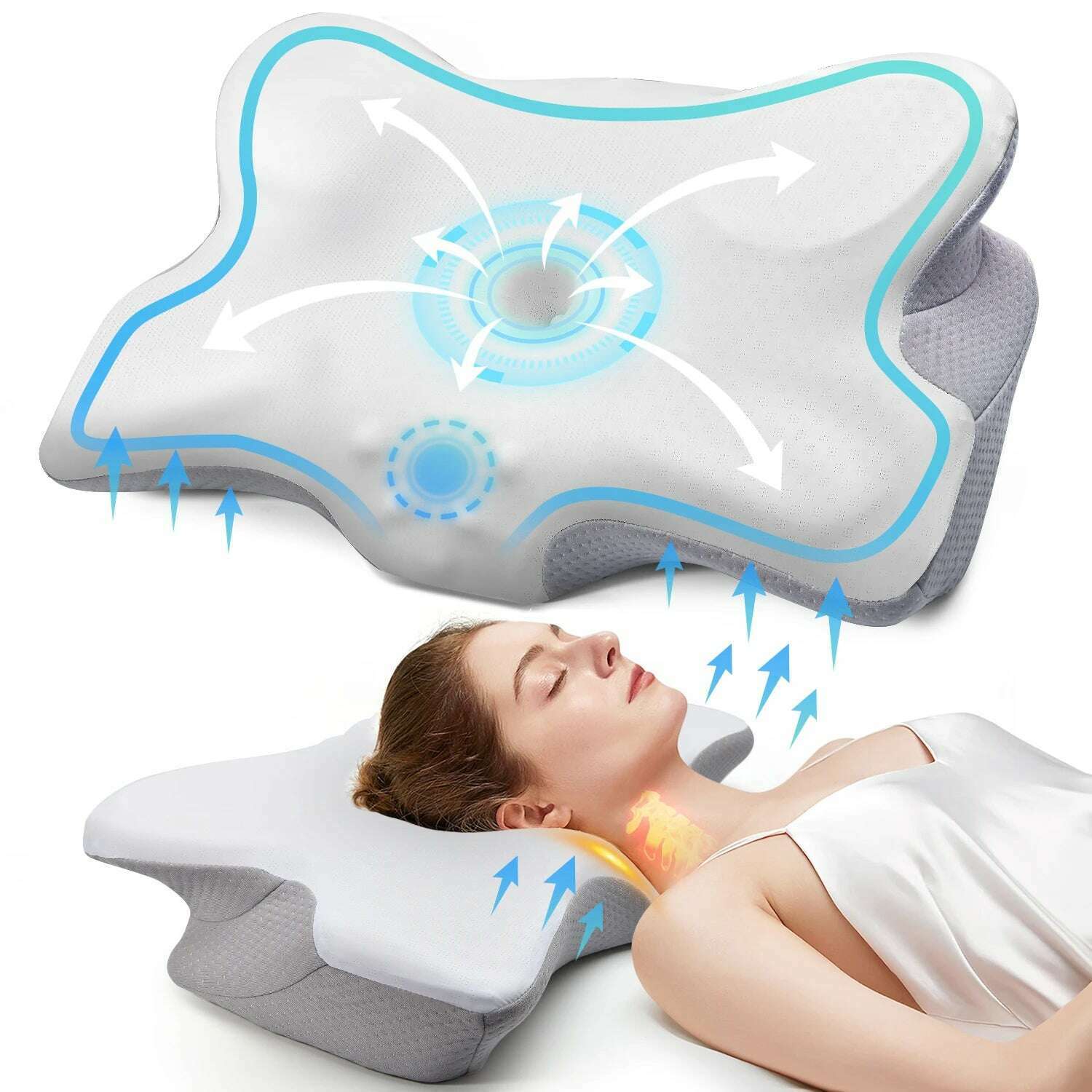 Pulatree New Odorless Orthopedic Pillow For Neck And Shoulder Pain Memory Foam Neck Pillow Ergonomic Sleeping Cervical Pillow - KIMLUD