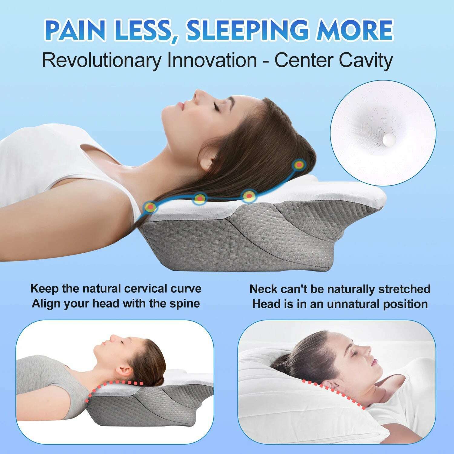 Pulatree New Odorless Orthopedic Pillow For Neck And Shoulder Pain Memory Foam Neck Pillow Ergonomic Sleeping Cervical Pillow - KIMLUD