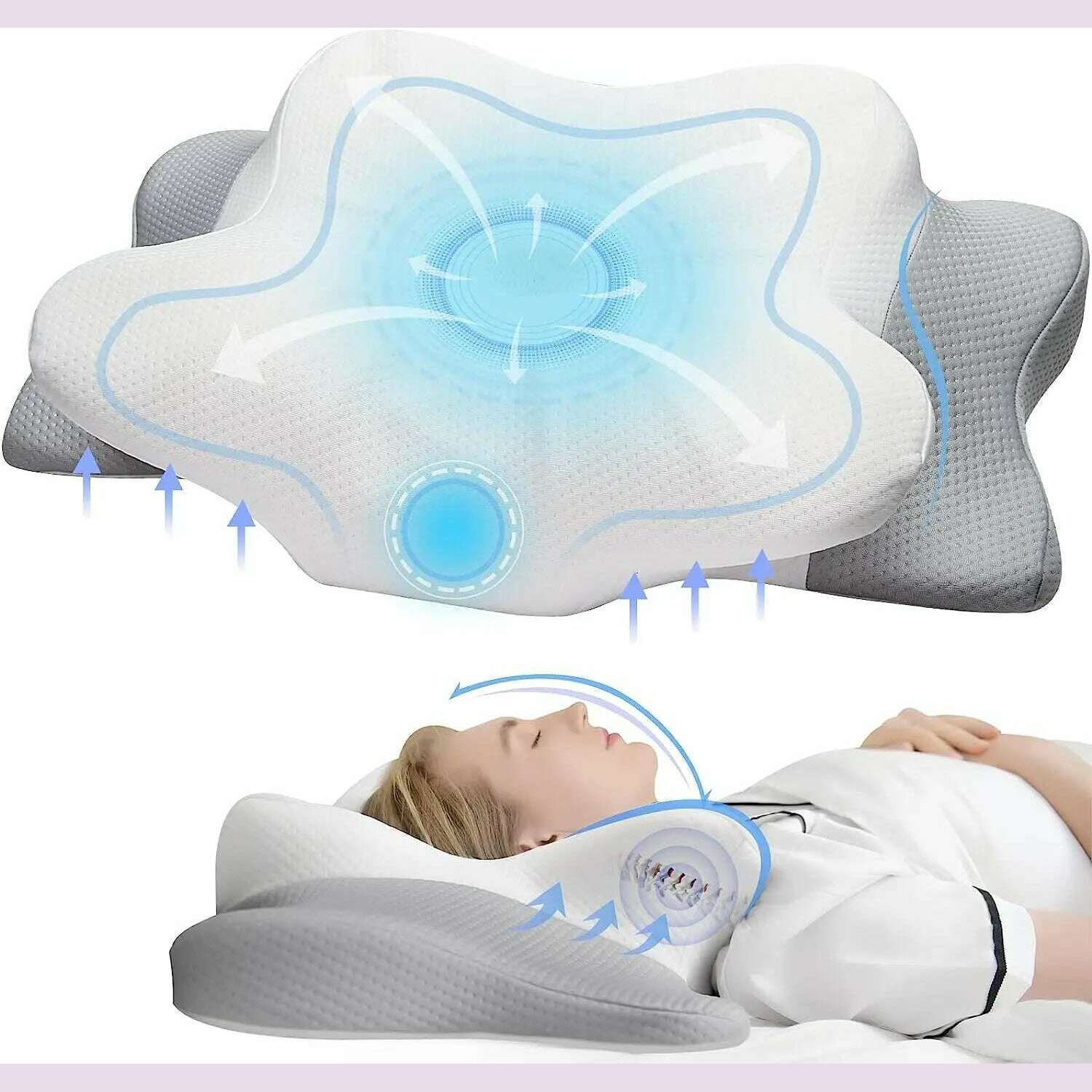 Pulatree Odorless Orthopedic Pillow For Neck And Shoulder Pain Memory Foam Neck Pillow Ergonomic Sleeping Cervical Pillow - KIMLUD