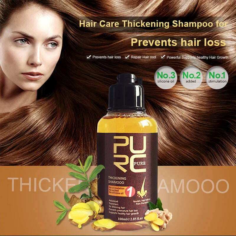 KIMLUD, PURC Herbal Ginseng Shampoo Hair Growth Essence Treatment For Hair Regrowth Serum Repair Hair Root Thicken Hair Care 11.11, KIMLUD Womens Clothes