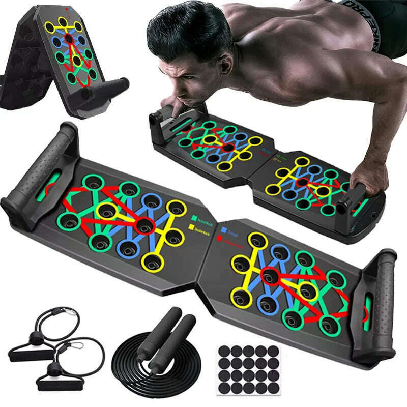 Push-up Board Set Portable Multifunctional Push-up Bar Foldable Fitness Equipment For Chest Abdomen Arms/Back Training - KIMLUD