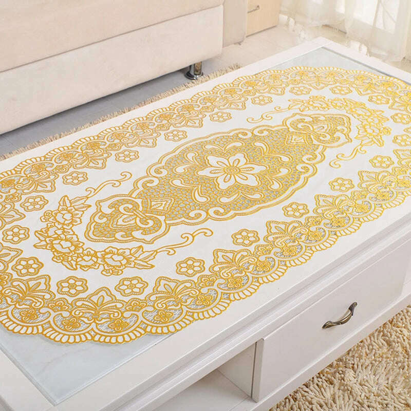 KIMLUD, PVC Nappe Table Cloth Plastic Oilproof Dining Tablecloth Bronzing Printed Table Cover Table Mat Overlay Placemat Nappe No-clean, KIMLUD Womens Clothes
