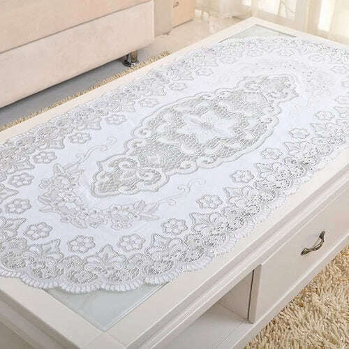 KIMLUD, PVC Nappe Table Cloth Plastic Oilproof Dining Tablecloth Bronzing Printed Table Cover Table Mat Overlay Placemat Nappe No-clean, Fillet  silver / 4pcs38x38cmPlacemat, KIMLUD Womens Clothes