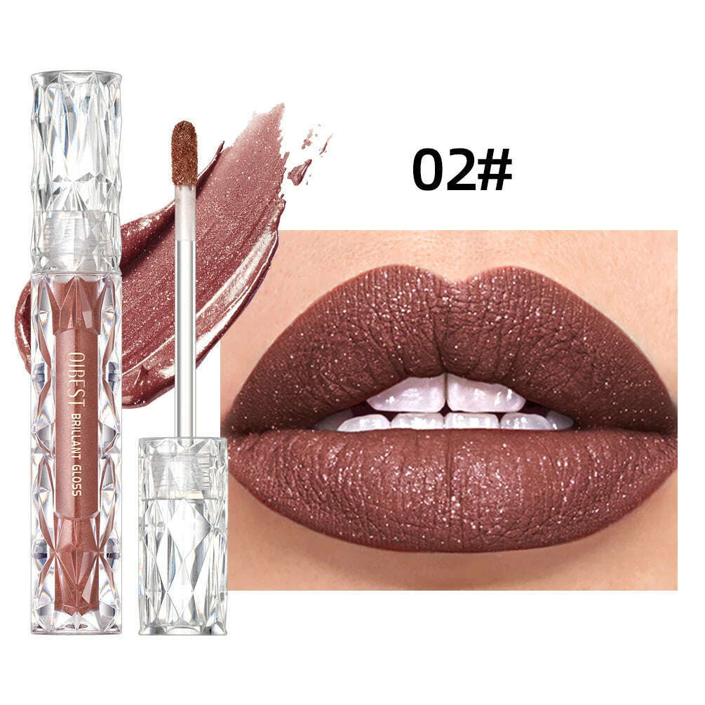 KIMLUD, QIBEST Diamond Liquid Lipstick Moisturizing Long-Lasting Purple Sparkling Waterproof Lip Gloss Cosmetics Matte Glitter Lipstick, 02, KIMLUD APPAREL - Womens Clothes