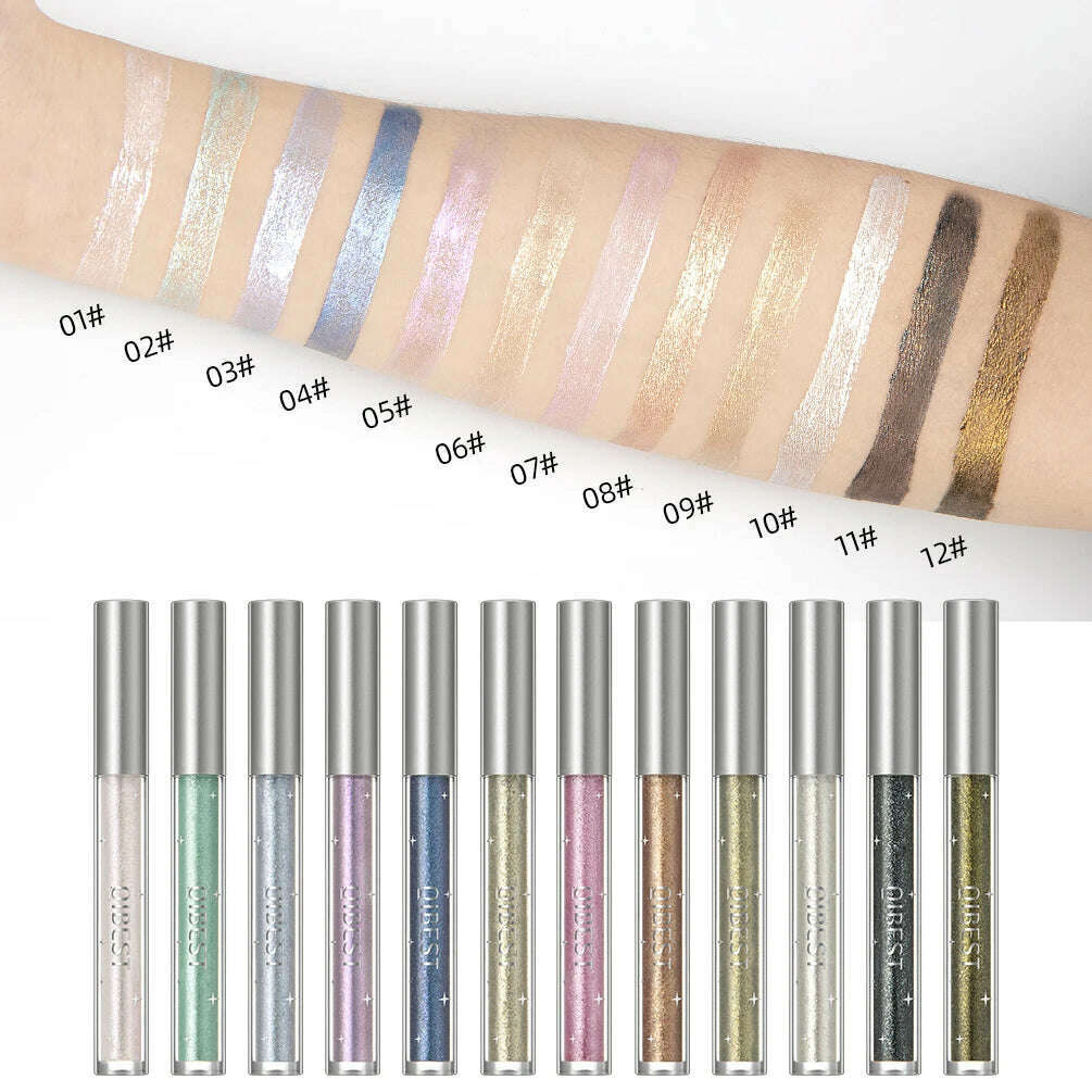 QIBEST Liquid Eyeshadow Sticker Cosmetics Shadows Pencil Eyeliner Quick-drying Glitter Shimmer Eyeshadow Pen Outline Eye Makeup - KIMLUD